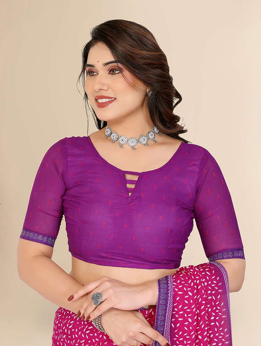 women printed casual wear saree with blouse - 22099389 - Standard Image - 4