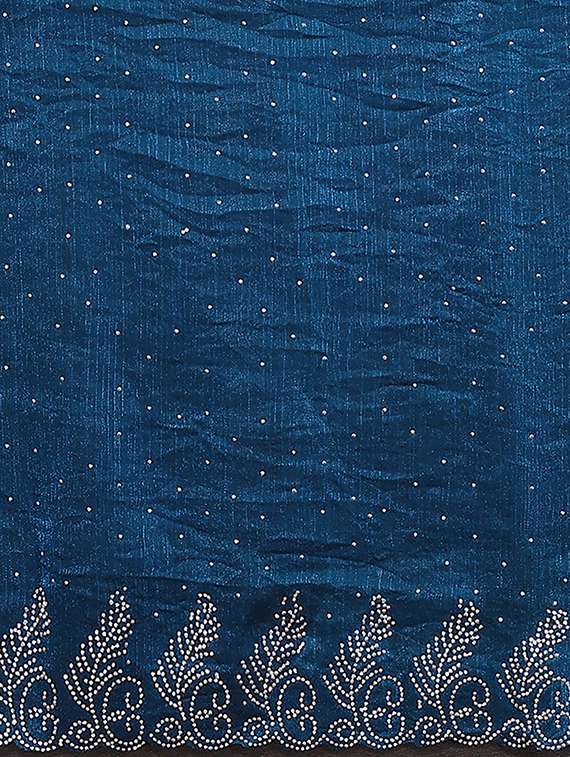 women solid with work embellished saree with blouse - 22100072 - Standard Image - 4