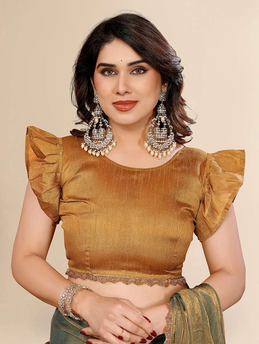 women solid with embellished bordered saree with blouse - 22100383 -  Standard Image - 4