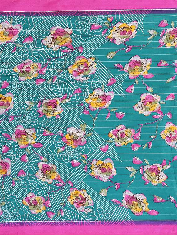 women printed casual wear saree with blouse - 22100389 -  Standard Image - 4