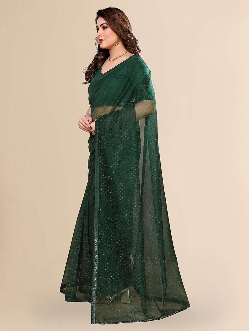 women solid with work embellished saree with blouse - 22100406 -  Standard Image - 1