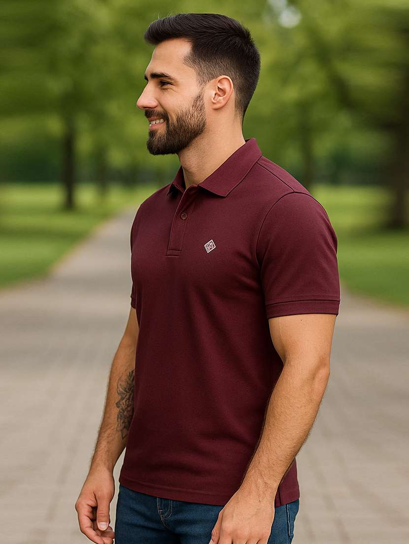 men solid short sleeve regular fit polo t-shirt - 22100773 -  Standard Image - 1