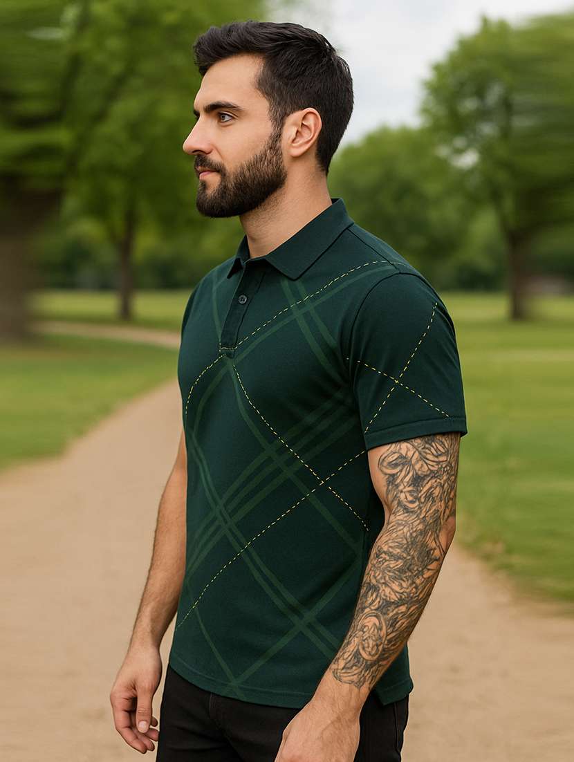 men printed short sleeve regular fit polo t-shirt - 22100774 -  Standard Image - 1