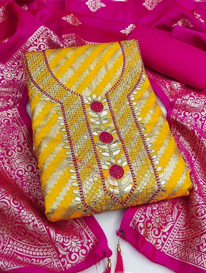 women self design embroidered unstitched suit set