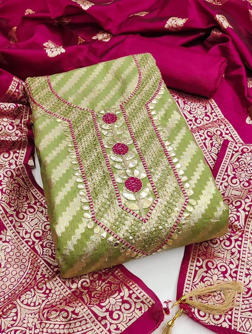 women self design embroidered unstitched suit set - 22100830 - Standard Image - 1