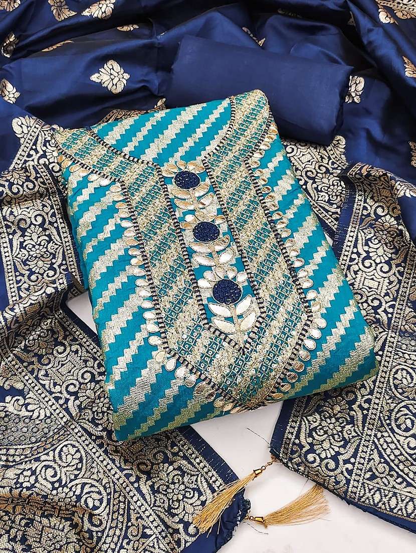 women self design embroidered unstitched suit set