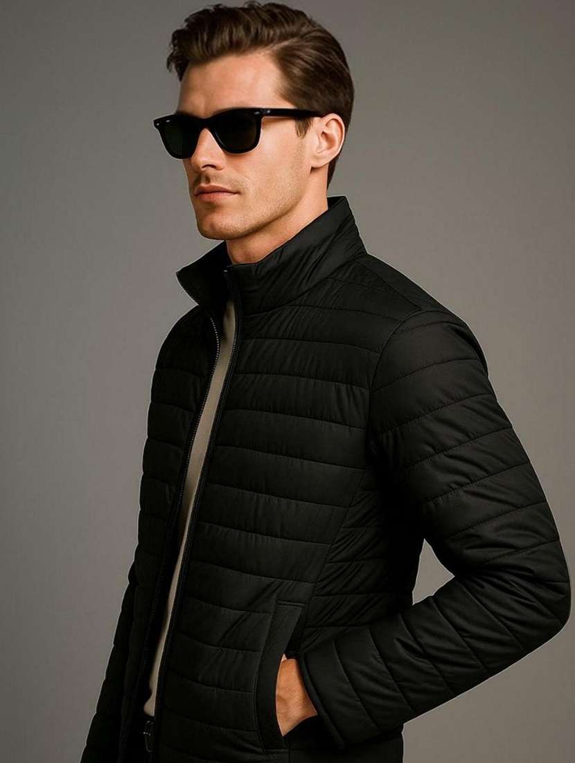 black polyester quilted & puffer jacket - 22100867 -  Standard Image - 1