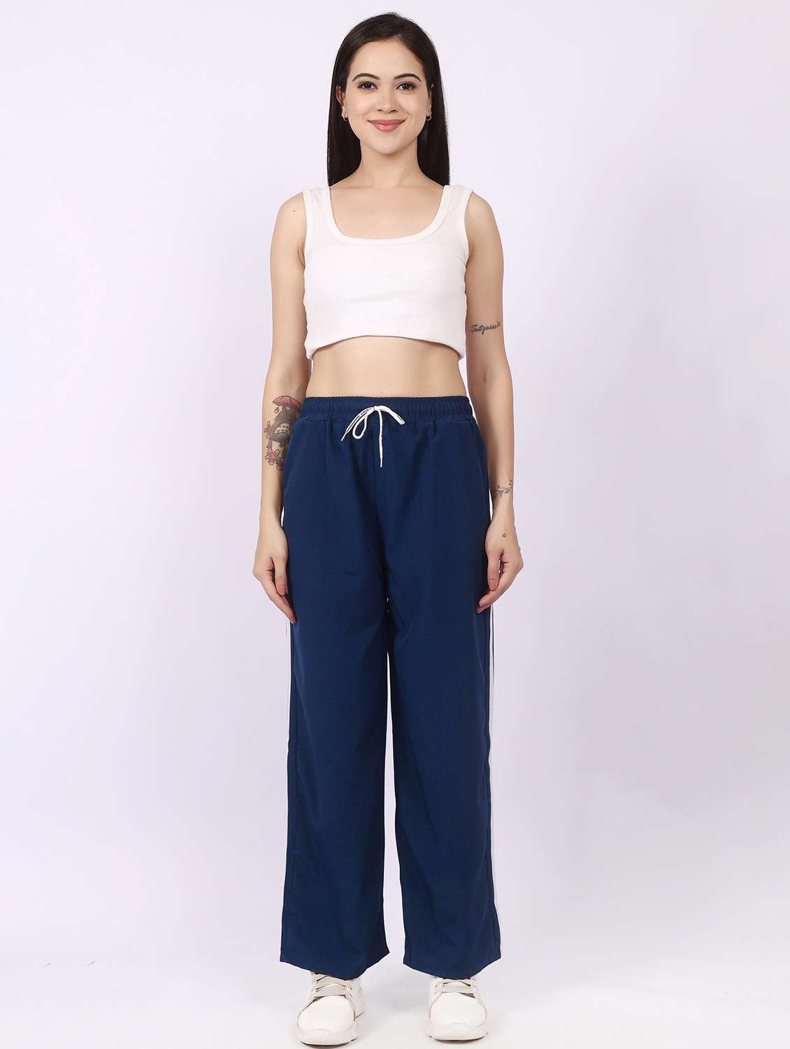 blue polyester regular track pants - 22100912 - Standard Image - 6