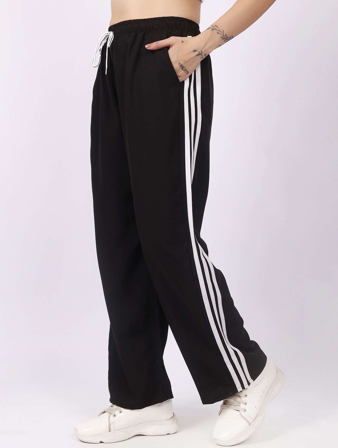 black polyester regular track pants - 22100913 - Standard Image - 1
