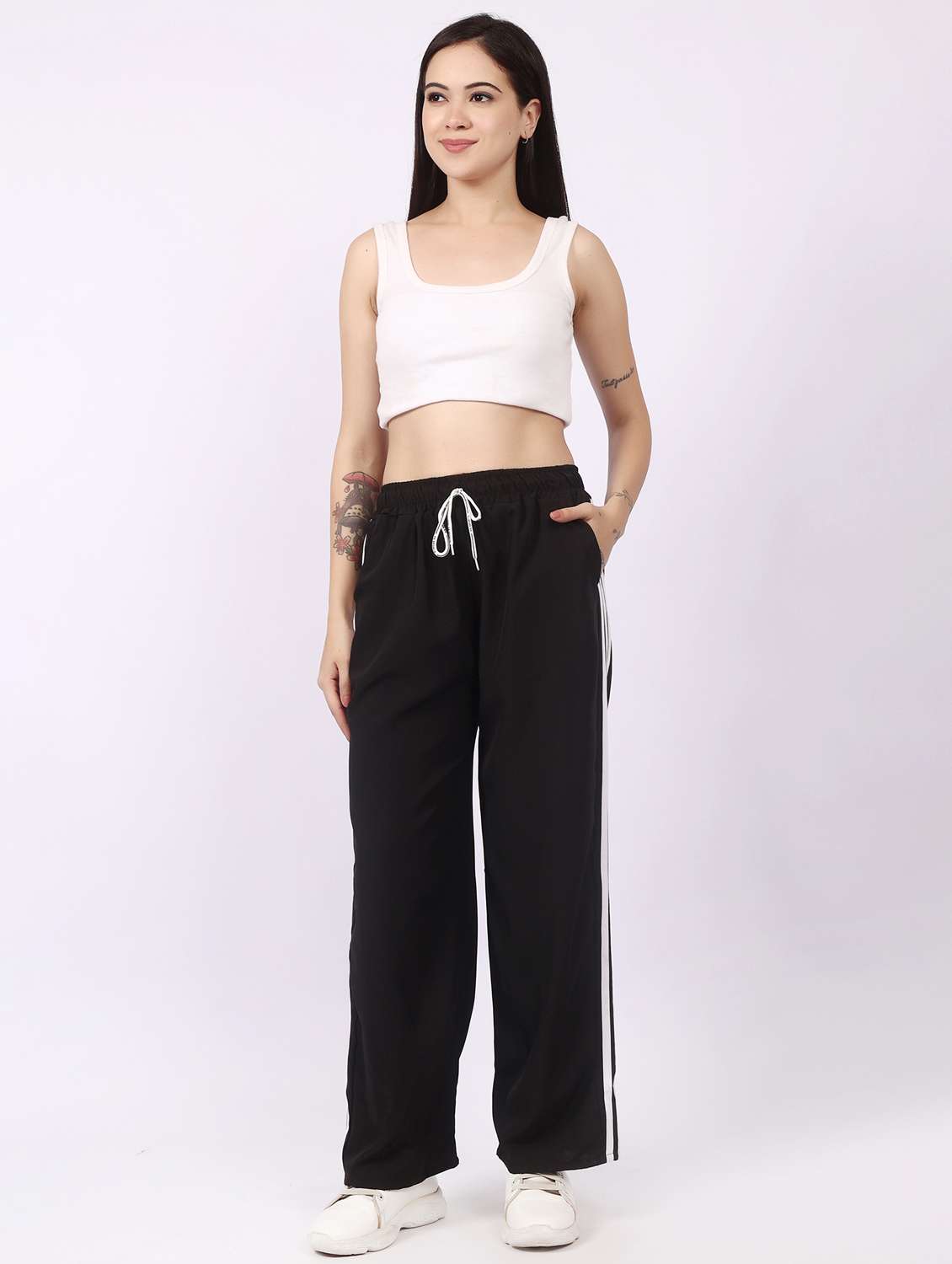 black polyester regular track pants - 22100913 - Standard Image - 4