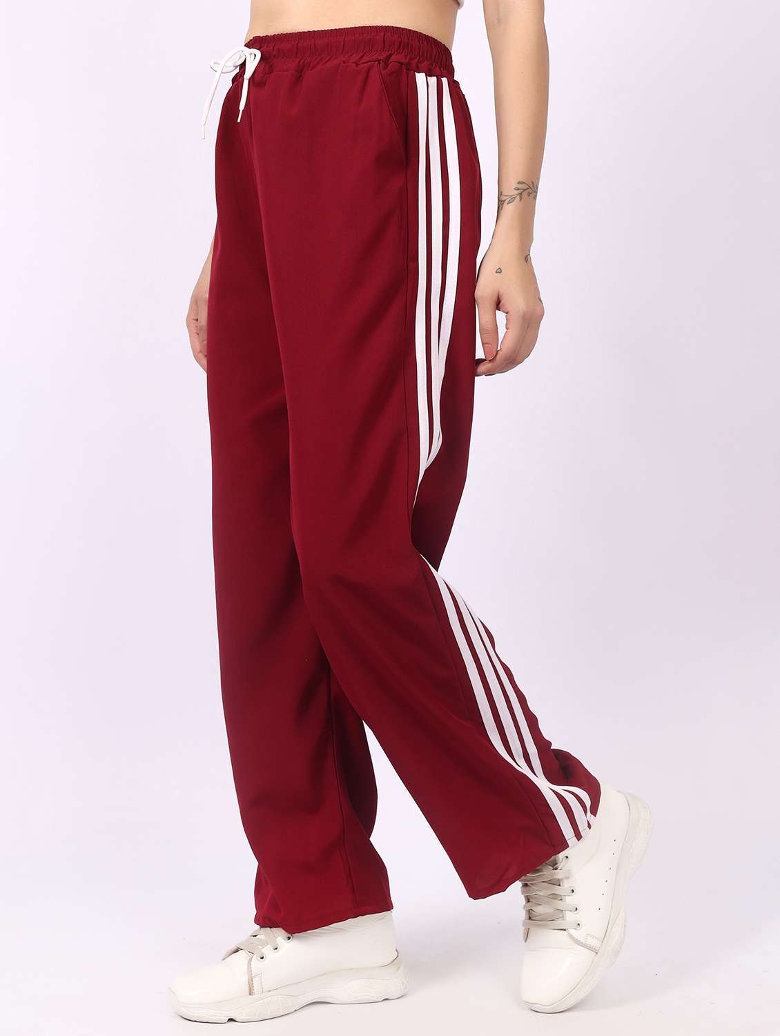 maroon lounge wear regular fit trackpants - 22100917 -  Standard Image - 1