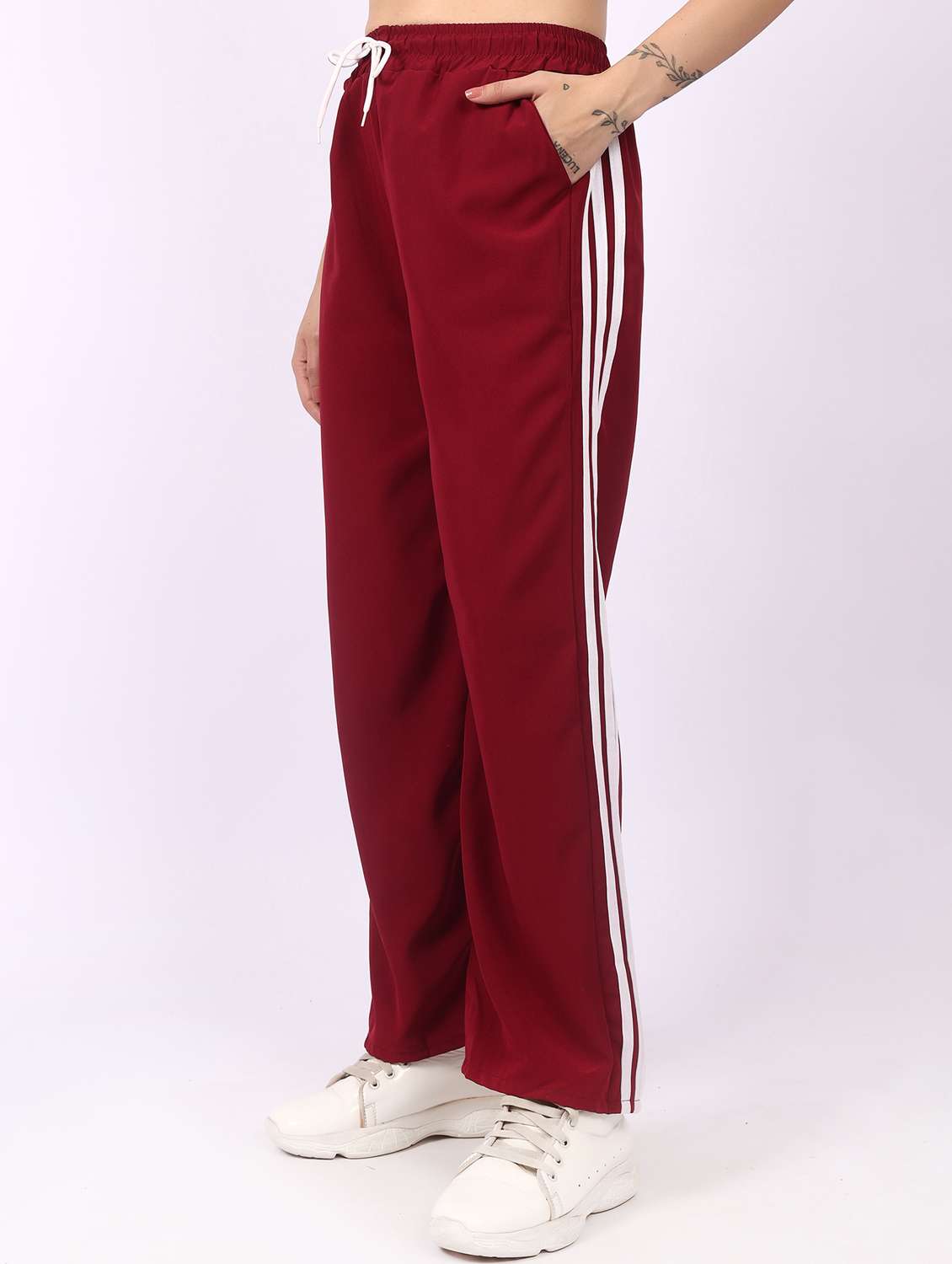 maroon lounge wear regular fit trackpants - 22100917 -  Standard Image - 4