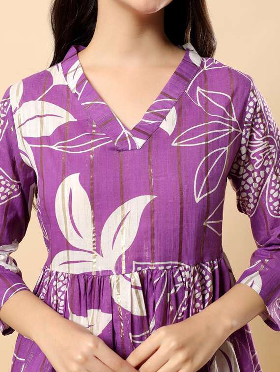 women printed three quarter sleeve flared top - 22100934 - Standard Image - 4