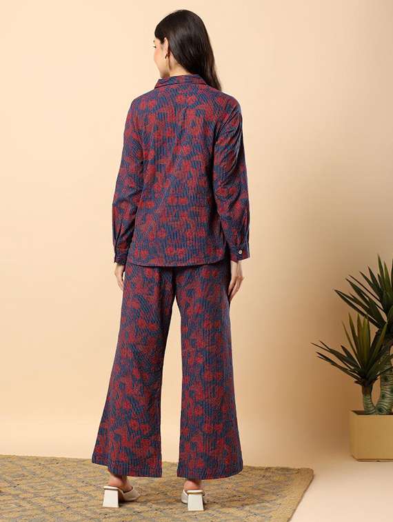 women floral long sleeve shirt & trouser co-ord set - 22100941 - Standard Image - 4