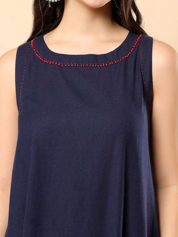 women solid round neck kurta pant set - 22100969 -  Standard Image - 4