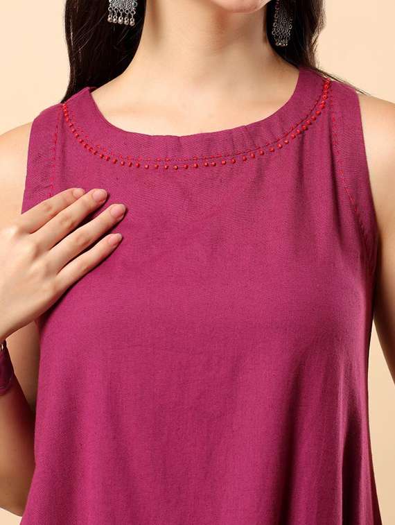 women solid round neck kurta pant set - 22100975 -  Standard Image - 4