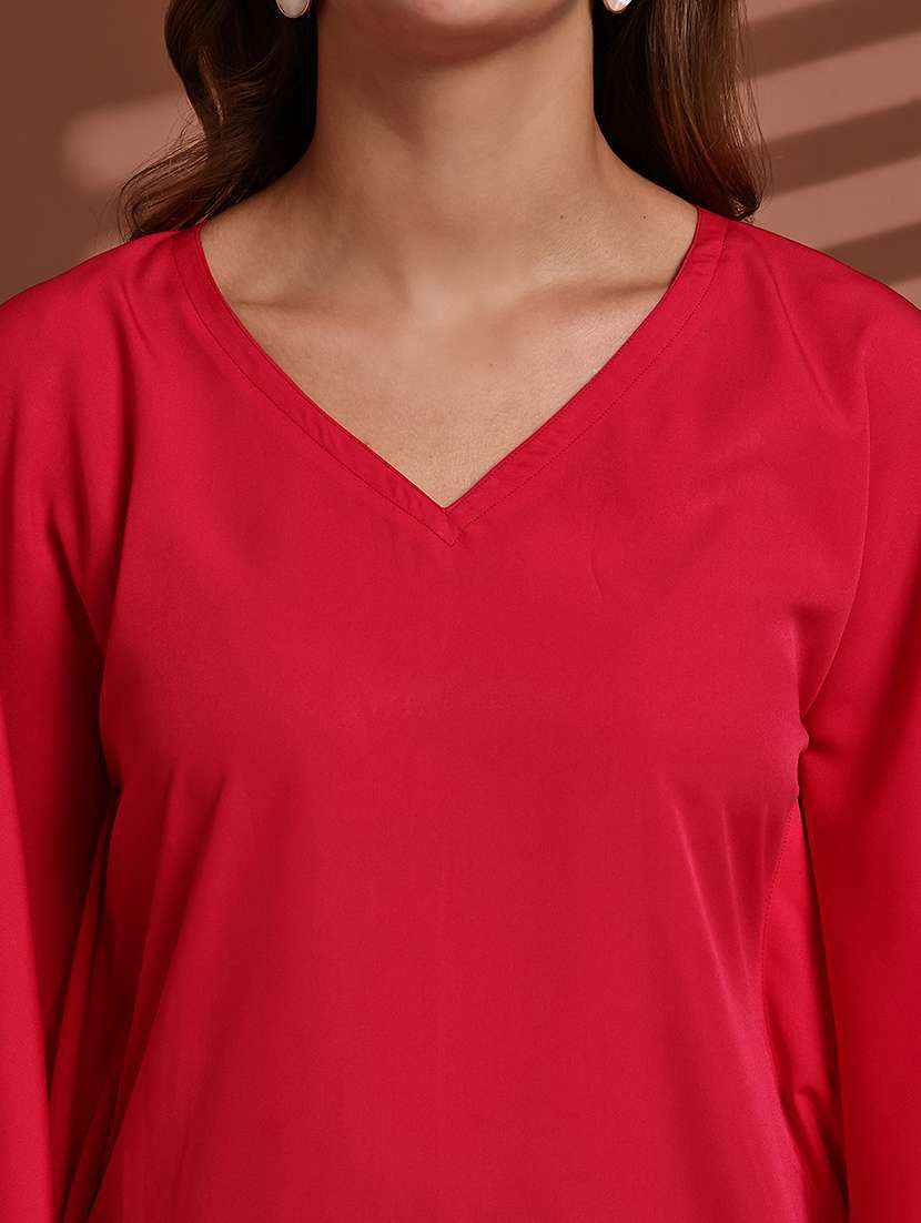 women solid kimono sleeve asymmetric kaftan top - 22100979 - Standard Image - 6