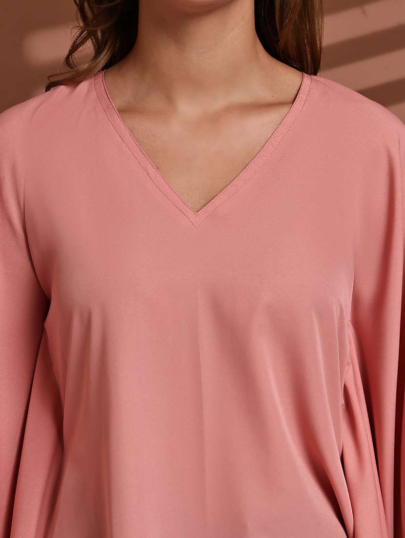 women solid kimono sleeve asymmetric kaftan top - 22100981 - Standard Image - 6