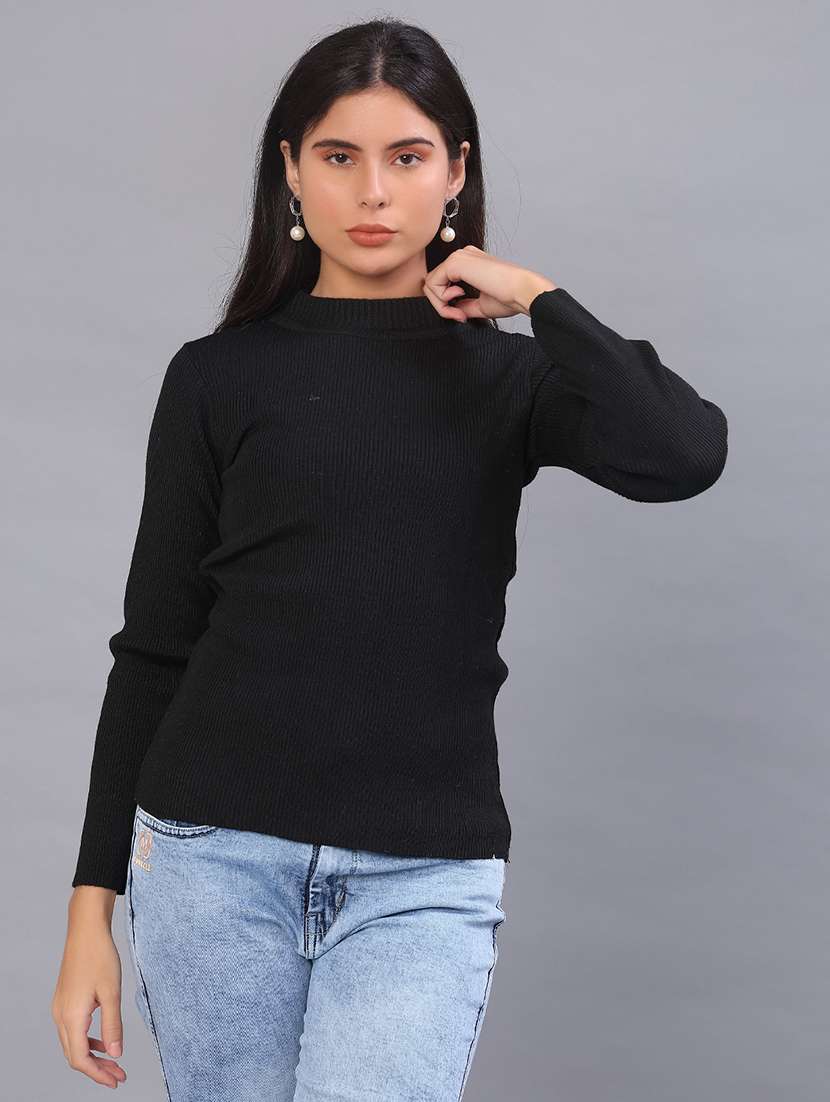 women solid long sleeve pullover - 22101024 -  Standard Image - 1