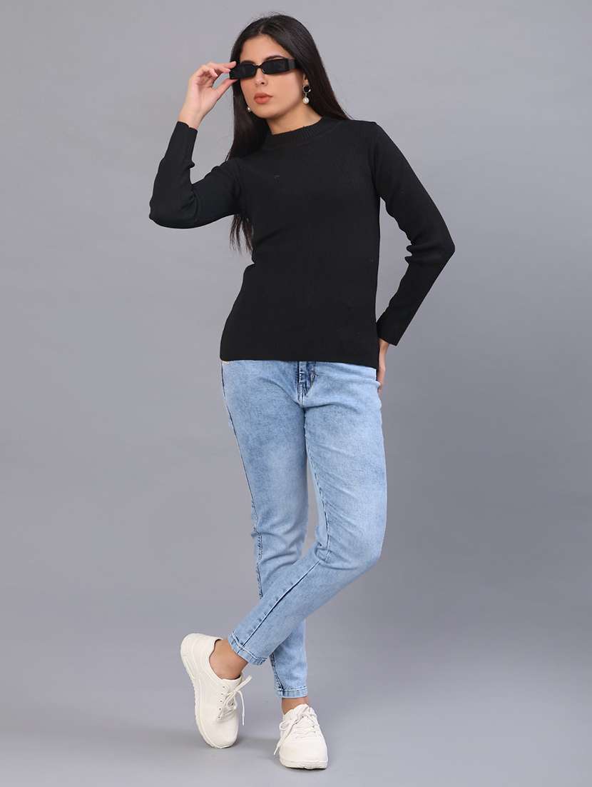 women solid long sleeve pullover - 22101024 -  Standard Image - 4