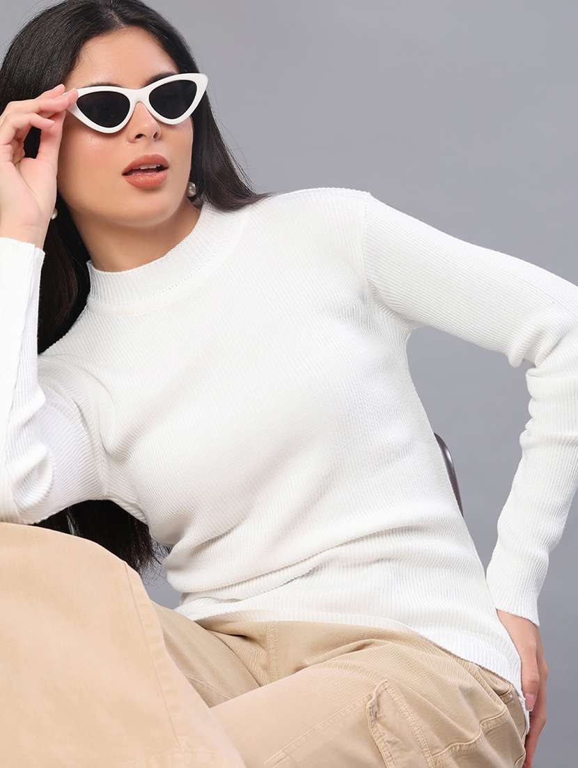 women solid long sleeve pullover