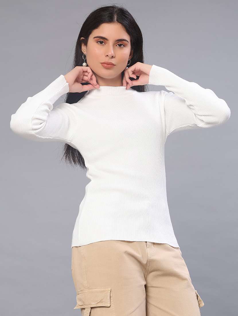 women solid long sleeve pullover - 22101025 -  Standard Image - 1