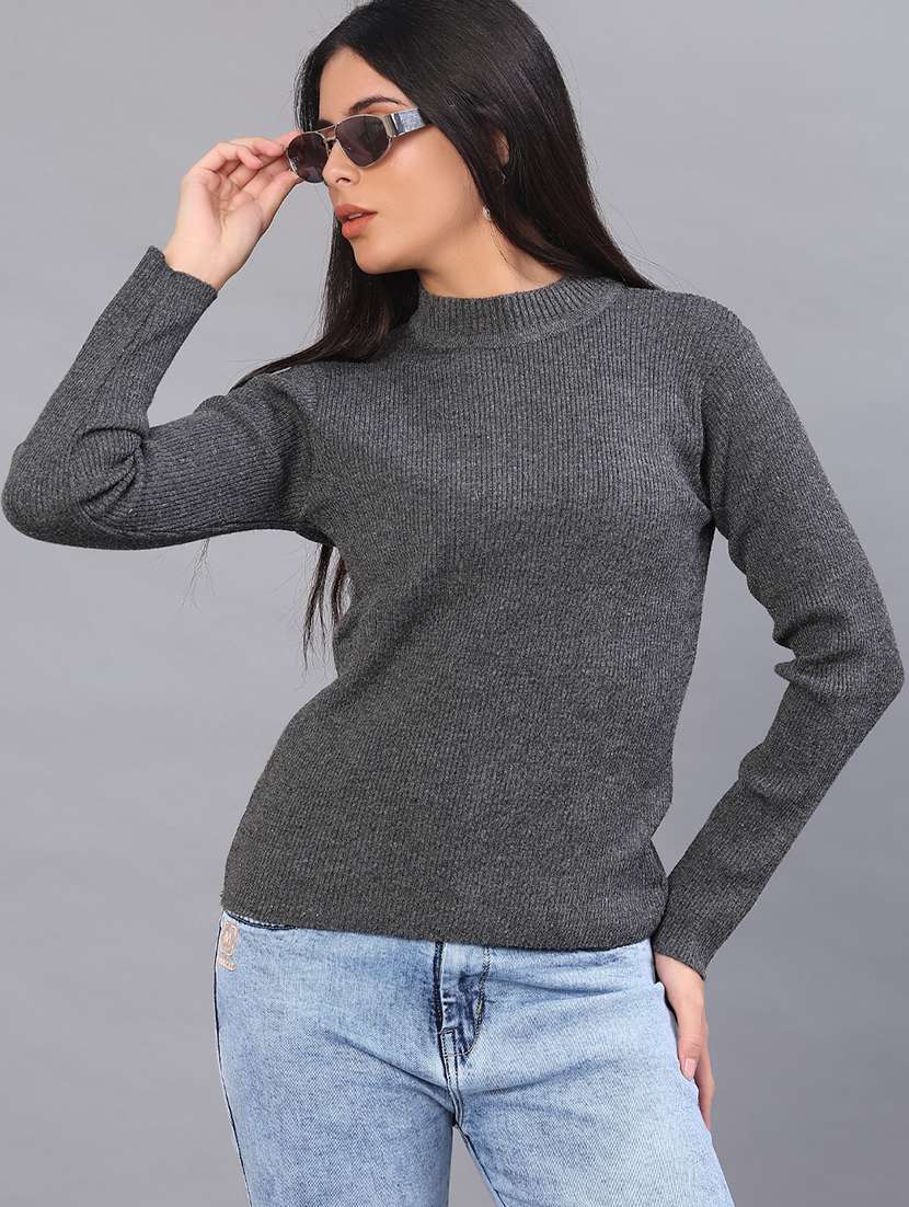 women solid long sleeve pullover