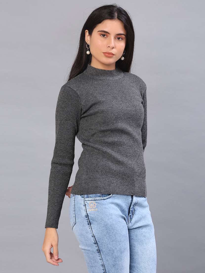 women solid long sleeve pullover - 22101026 -  Standard Image - 1