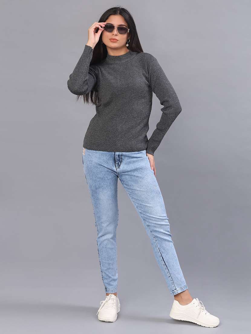 women solid long sleeve pullover - 22101026 -  Standard Image - 4