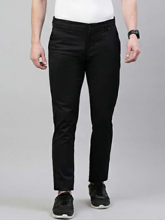 men solid mid rise sim fit chinos