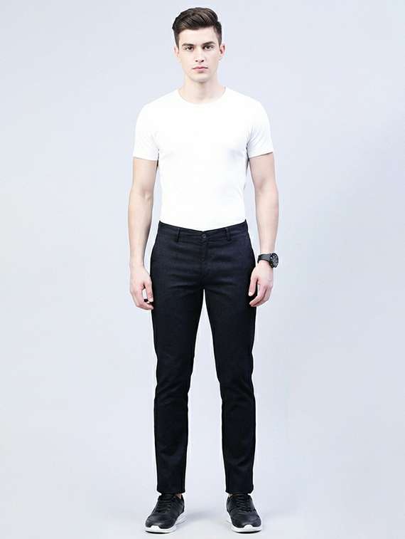 men solid mid rise sim fit chinos - 22101085 -  Standard Image - 4