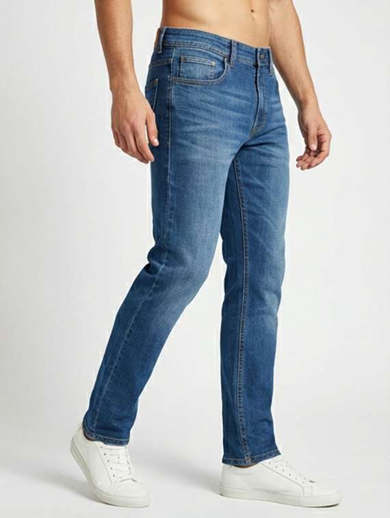 men solid mid rise sim fit jeans - 22101090 -  Standard Image - 1