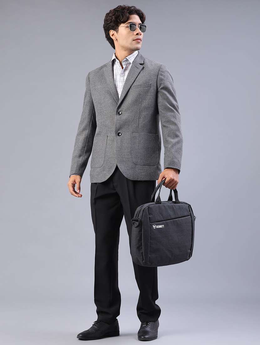 men solid long sleeve lapel collar single breasted blazer - 22101103 -  Standard Image - 4