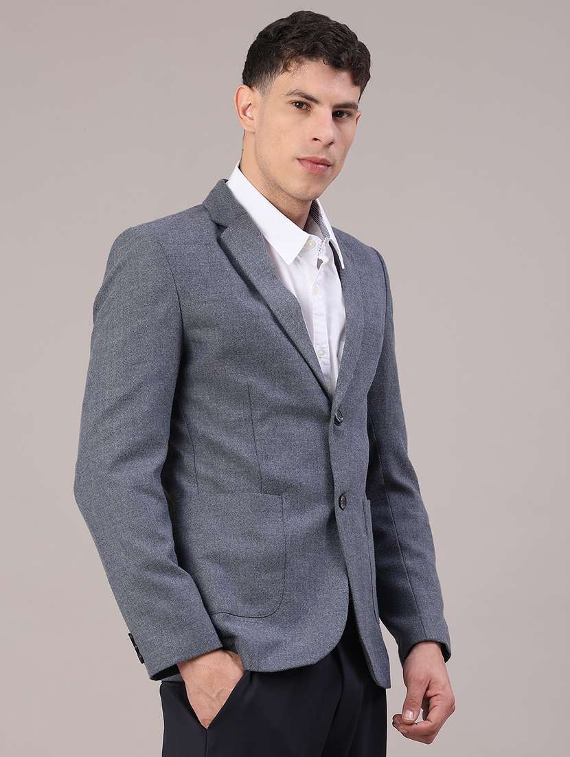 men self design lapel collar single breasted casual blazer - 22101104 -  Standard Image - 1