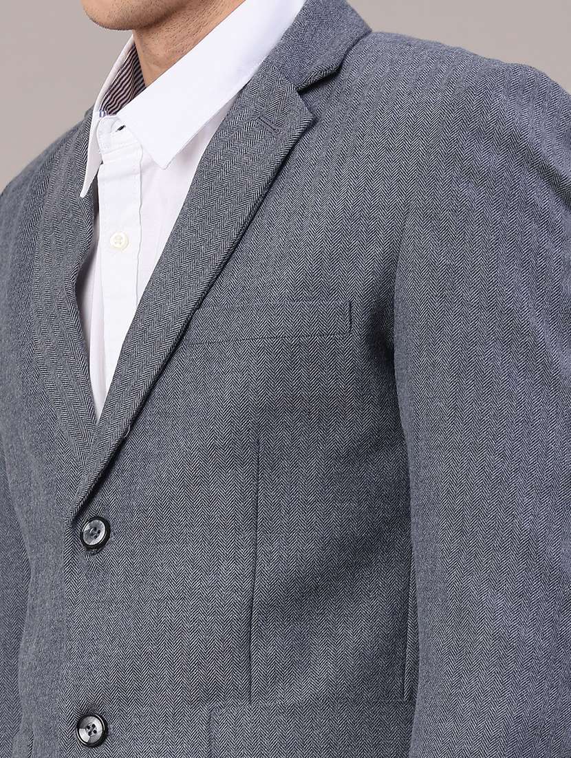 men self design lapel collar single breasted casual blazer - 22101104 -  Standard Image - 4