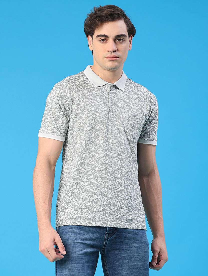 men printed short sleeve regular fit polo t-shirt - 22101150 -  Standard Image - 1