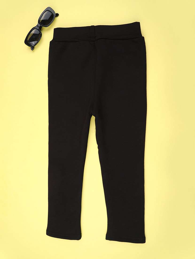 girls solid with work mid rise winterwear leggings - 22101299 -  Standard Image - 1