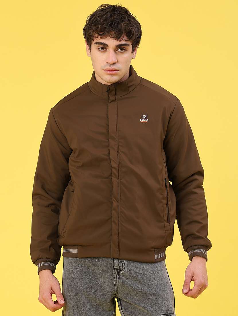 men solid long sleeve puffer jacket - 22101335 -  Standard Image - 1