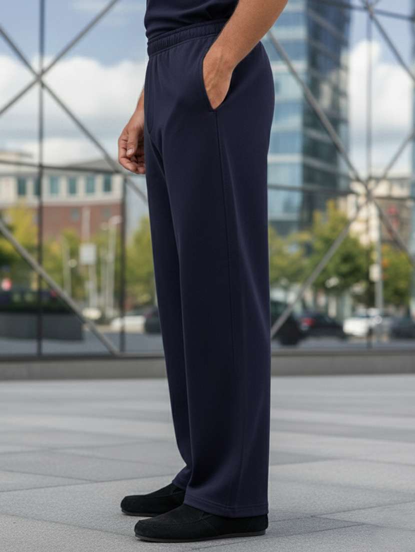 men solid mid rise full length track pant - 22101339 -  Standard Image - 1