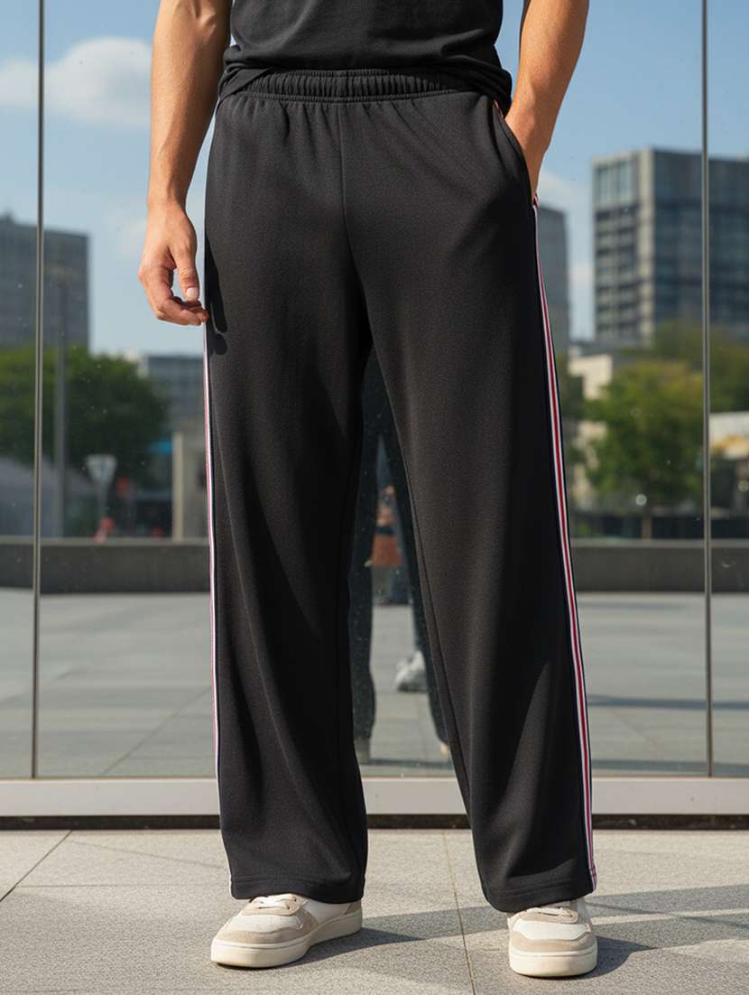 men side taped mid rise full length track pant - 22101341 -  Zoom Image - 0