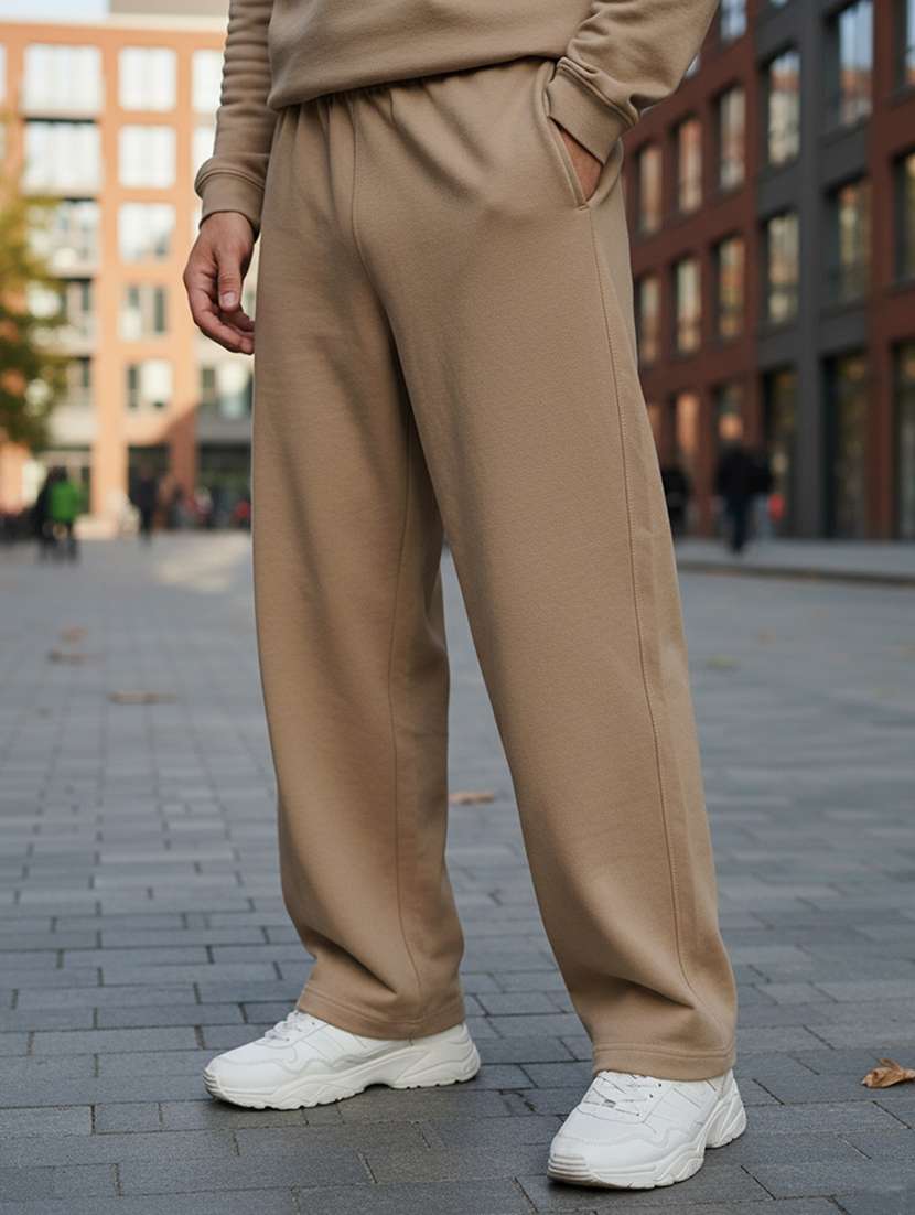 men solid mid rise full length track pant - 22101342 -  Standard Image - 1