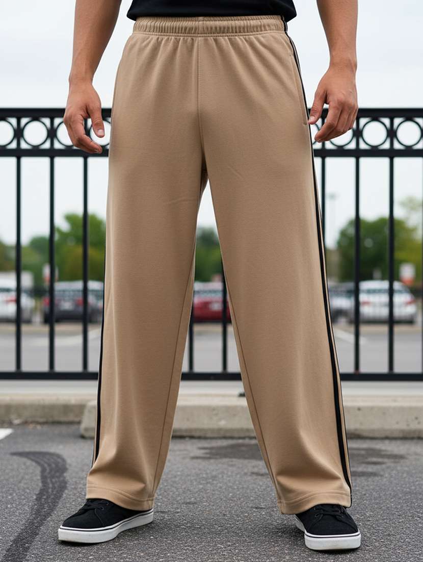 men side taped mid rise full length track pant - 22101343 -  Standard Image - 1