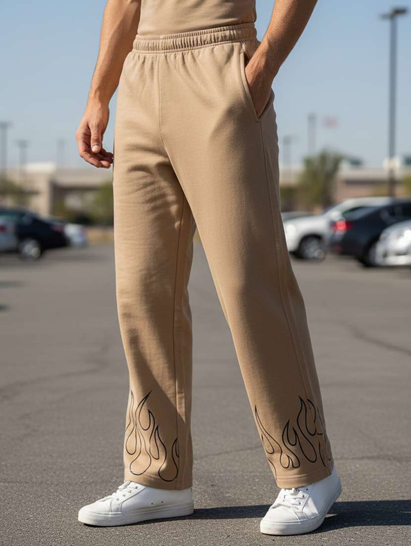 men placement print mid rise full length track pant - 22101344 -  Standard Image - 1