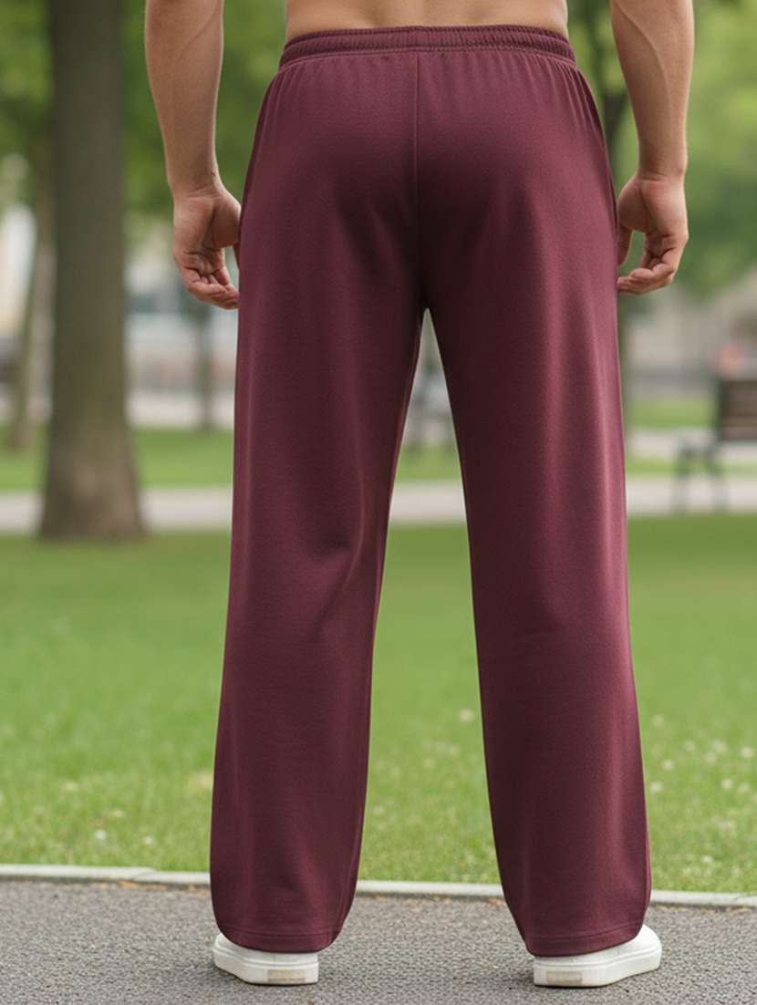 men solid mid rise full length track pant - 22101347 -  Standard Image - 1