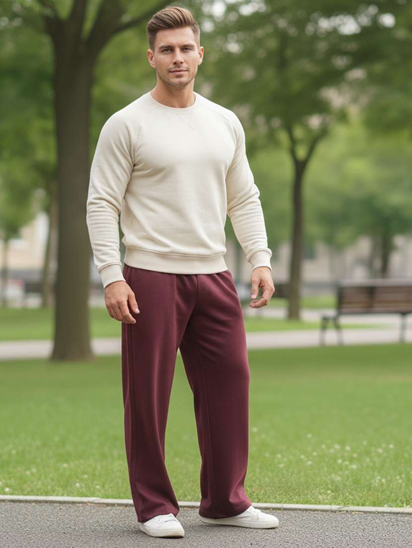 men solid mid rise full length track pant - 22101347 -  Standard Image - 4