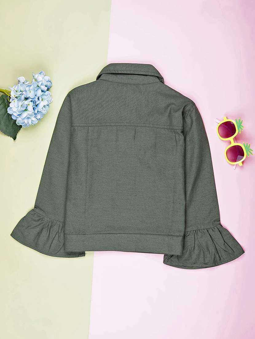 girls solid bell sleeve collared shirt  - 22101355 -  Standard Image - 1