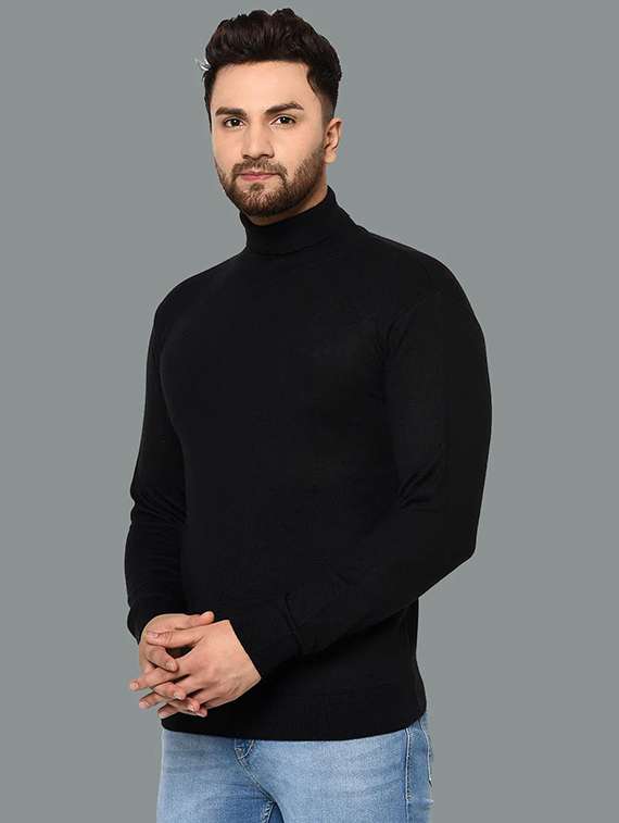 men solid long sleeve slim fit pullover - 22101425 -  Standard Image - 1