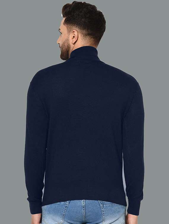 men solid long sleeve slim fit pullover - 22101426 -  Standard Image - 1