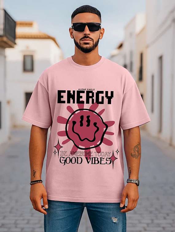 men front print short sleeve oversized t-shirt - 22101446 -  Standard Image - 1