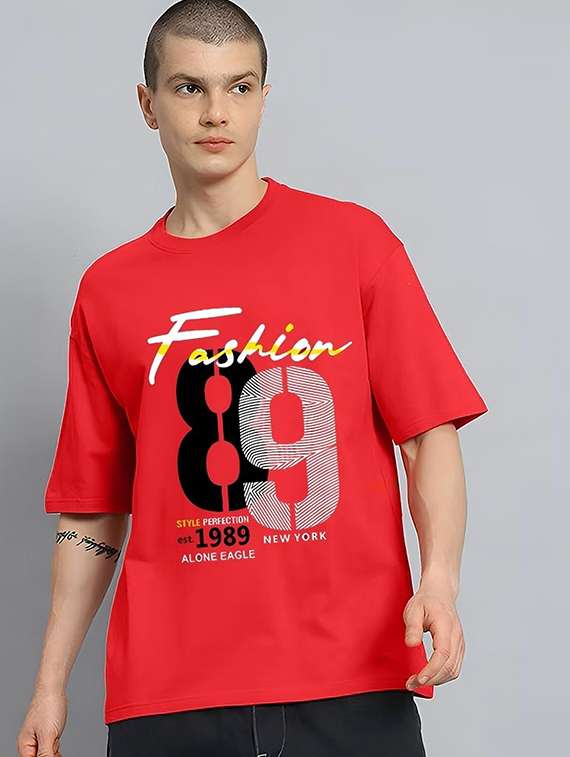 men front print short sleeve oversized t-shirt